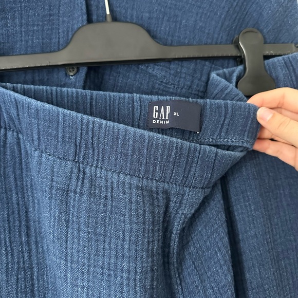 GAP Denim Navy Gauze Button-Up Shirt and Pants Matching Set Size Xl - Picture 6 of 8